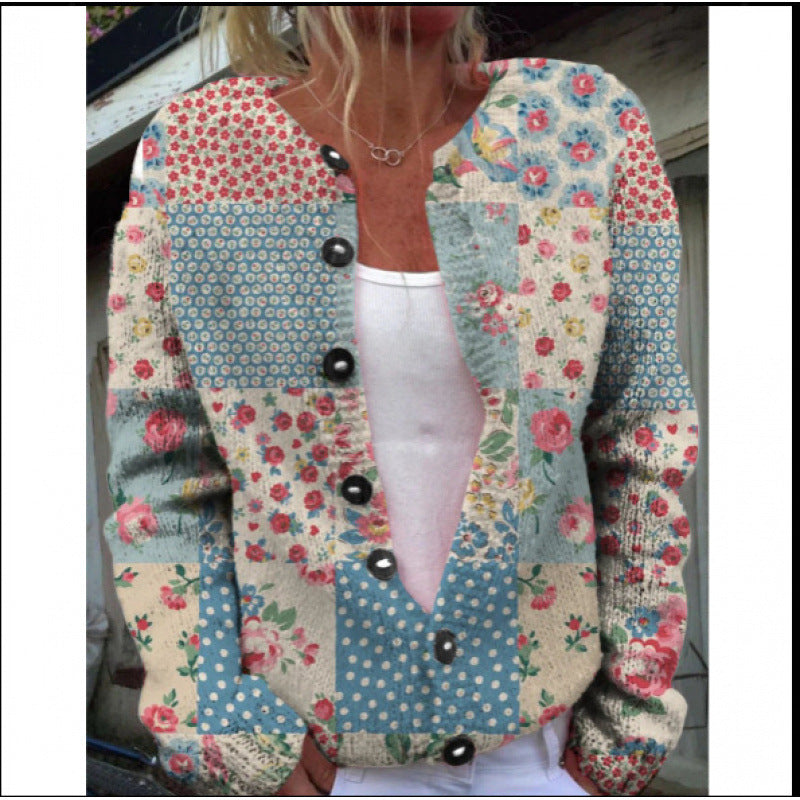 PixelAura Printed Cardigan Coat