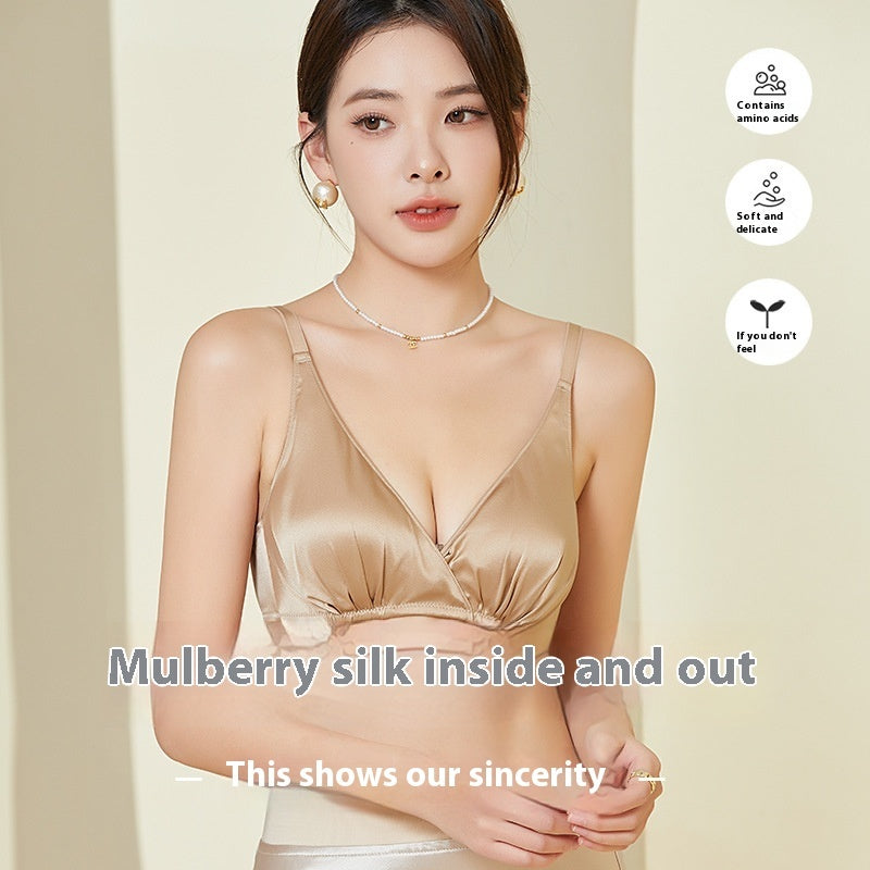 Double-sided Gathering Bra Frameless Bright Silk Underwear