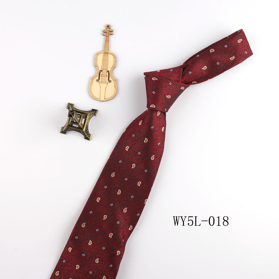 Business Clothing Tie Factory Wholesale Men's Trendy Striped Jacquard Polyester Silk Tie Work Workplace Amazon