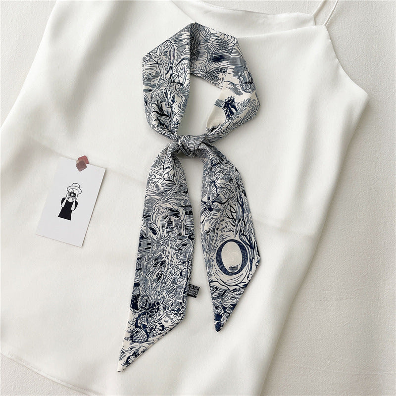 Women's Fashion Creative Letters Silk Scarf