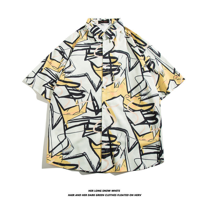 Hawaiian Ice Silk Short Sleeve Shirt Men