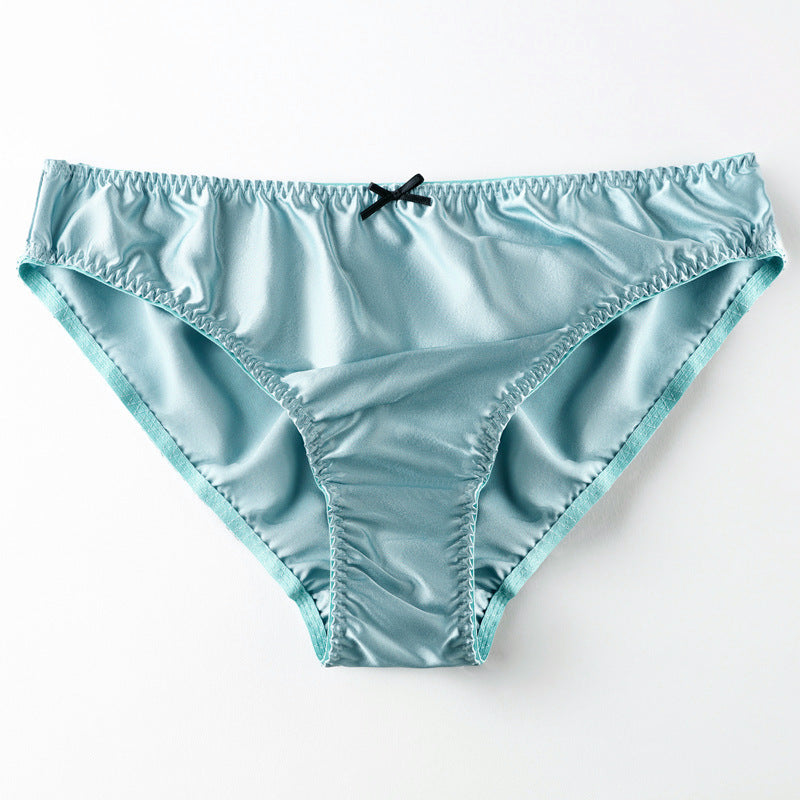 Women's Simple Small Bowknot Solid Color Silk Briefs