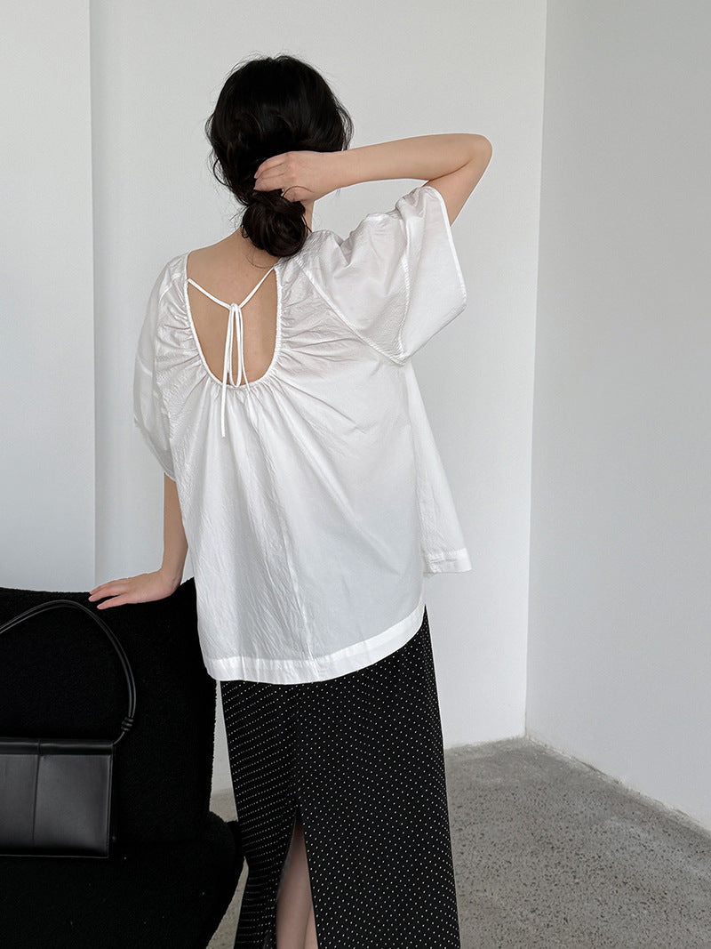 Seoul Whisper Pleated Backless Top