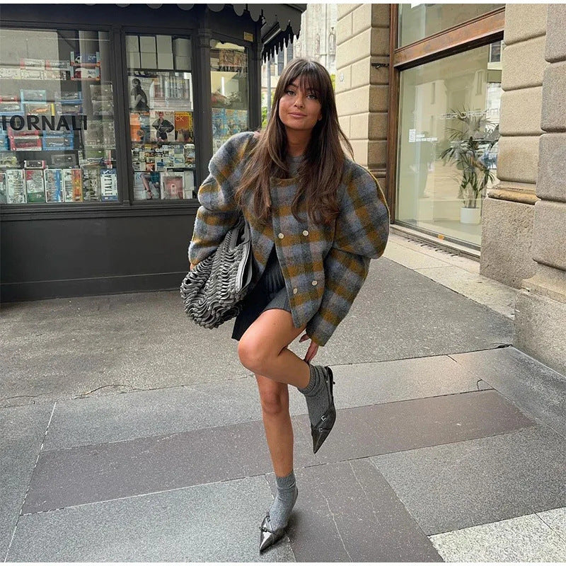 RetroGrid Contrast Check Coat