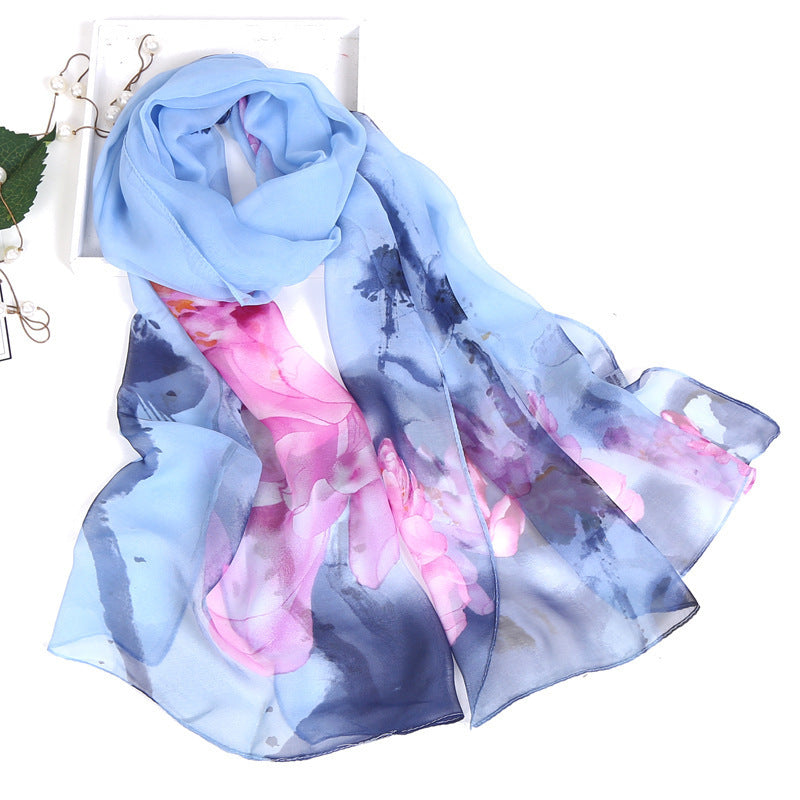 Summer Sunscreen Simulation Silk Beach Towel All-match Scarf