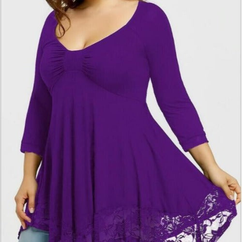Loose Milk Silk Women's Lace Stitching Dress