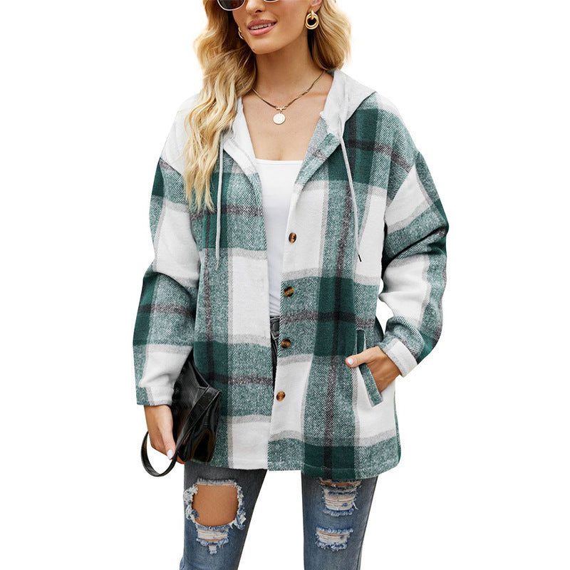 PlaidEase Hooded Coat Shirt