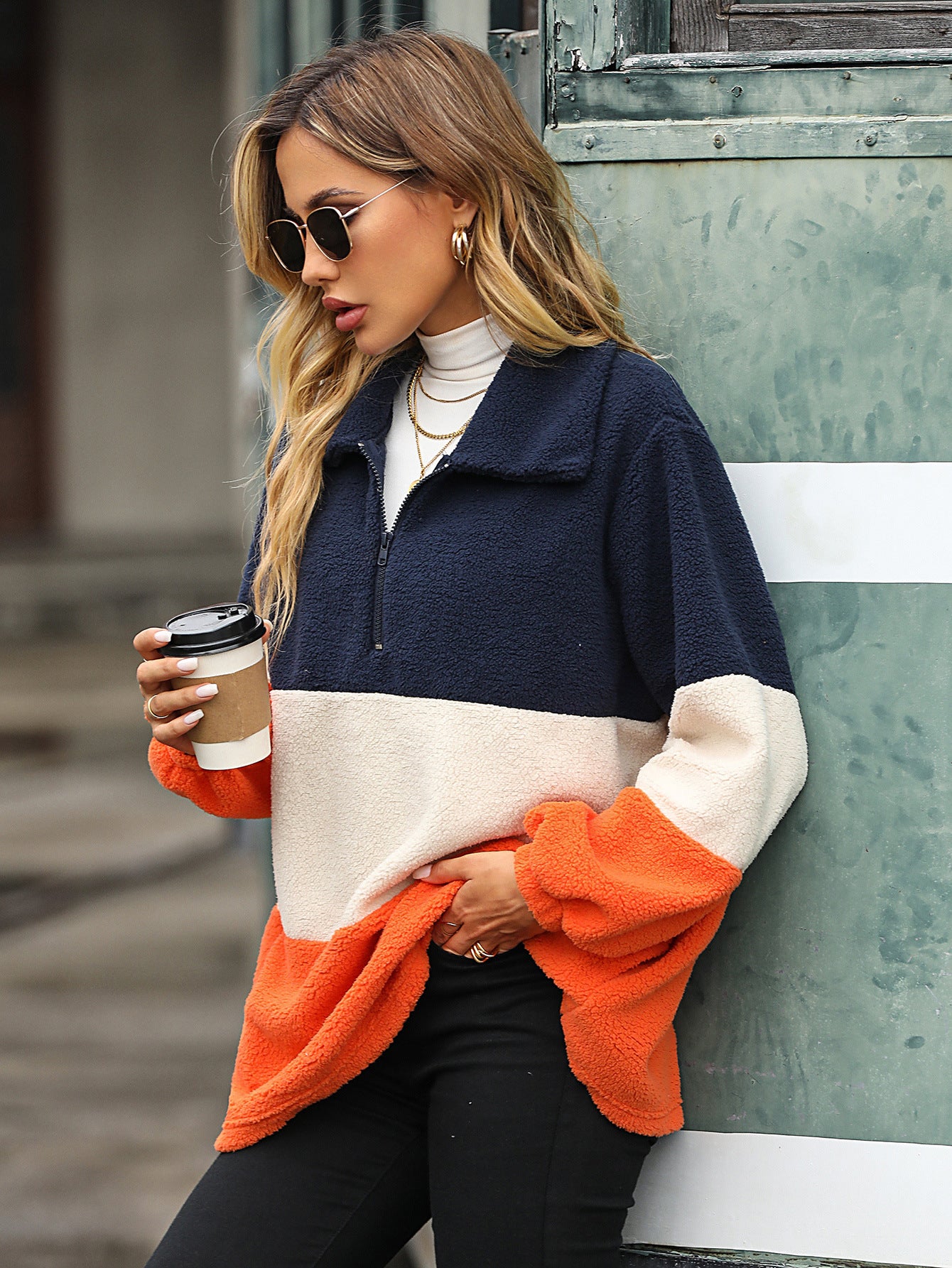 VelvetStripe Patchwork Pullover