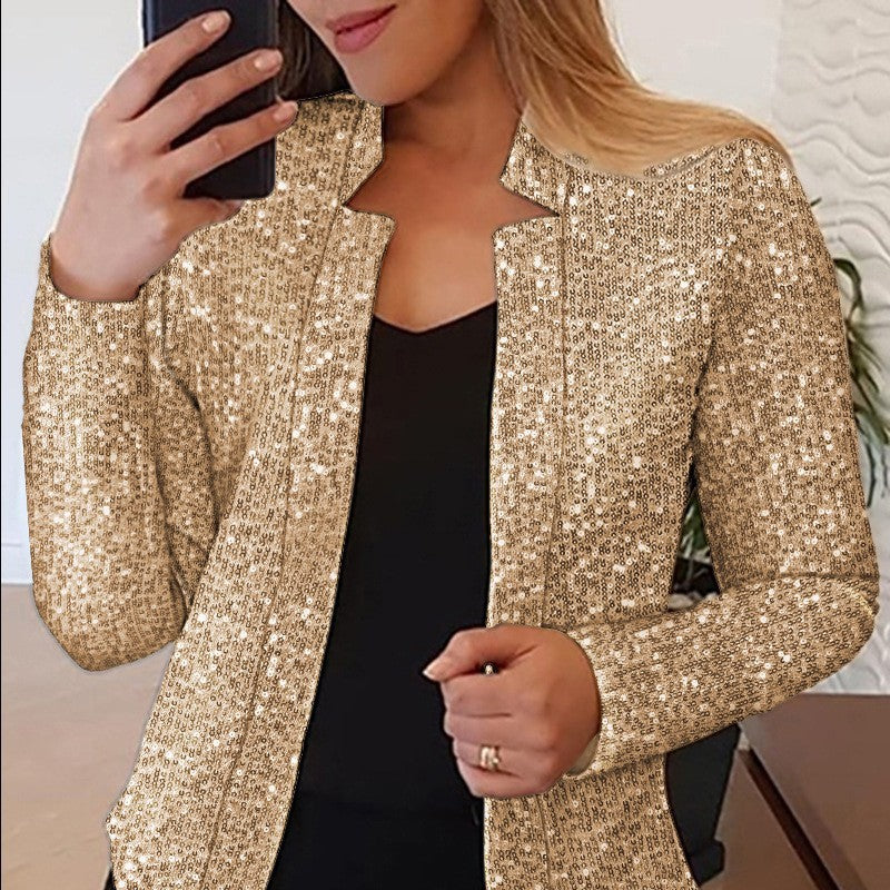GlamAura Sequin Short Jacket