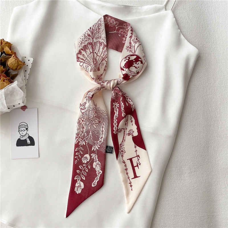 Women's Fashion Creative Letters Silk Scarf