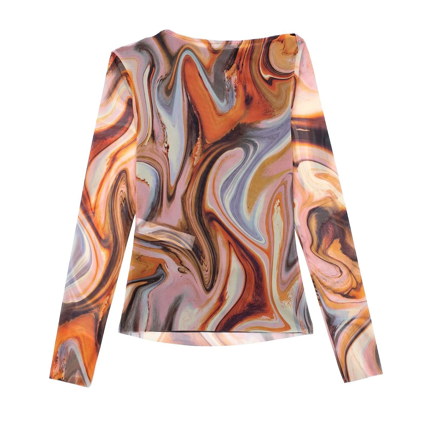 Silk Net Printing Top Shirt Half Skirt Set