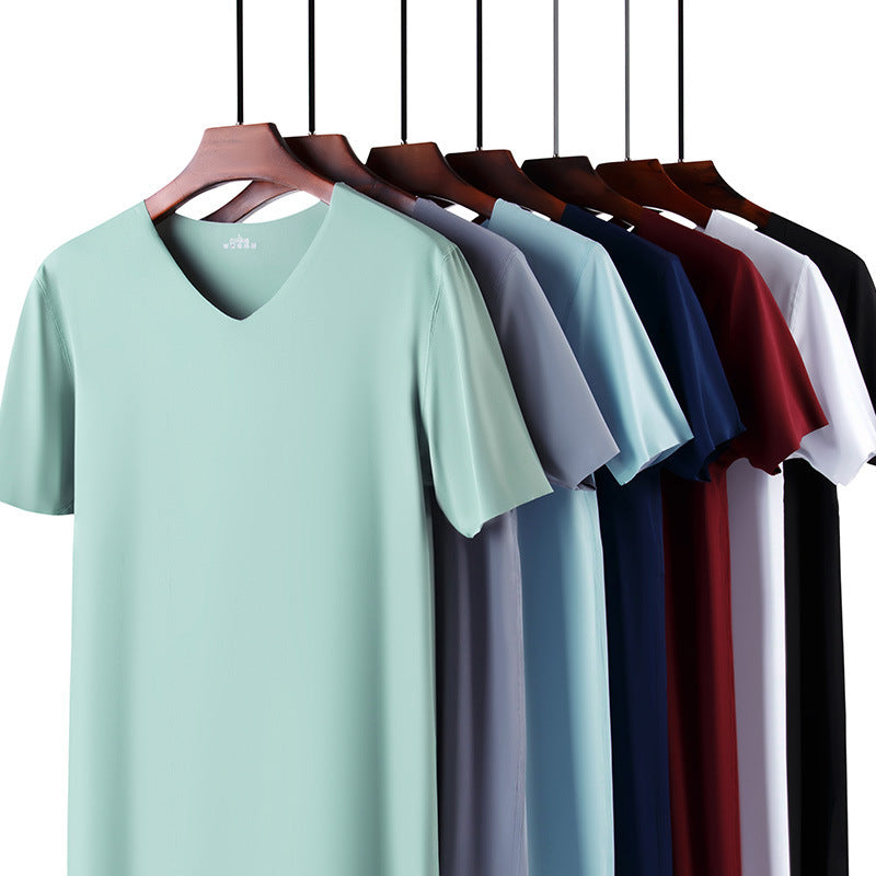 Men's Thin Ice Silk Seamless Short Sleeve T-shirt