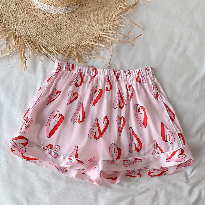 Ice Silk Satin Short Sleeve Pajamas Women's Suit