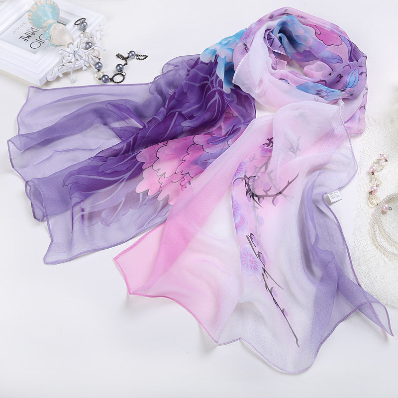 Summer Sunscreen Simulation Silk Beach Towel All-match Scarf