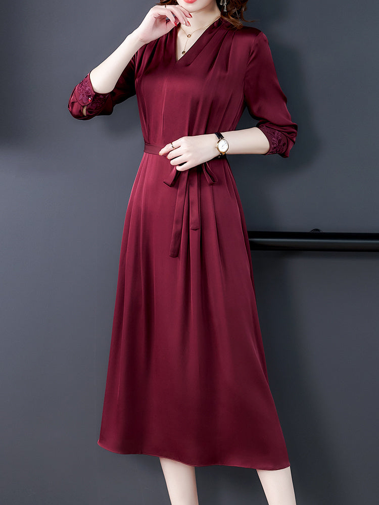 Heavy Silk Long-sleeved Dress Silk Spring Dress