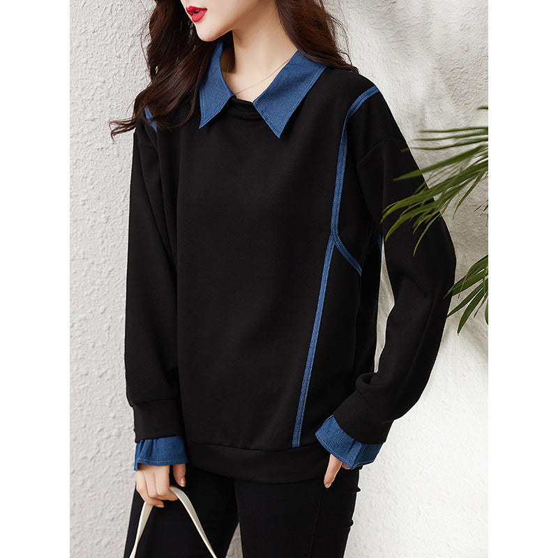 DenimBlend Patchwork Sweater