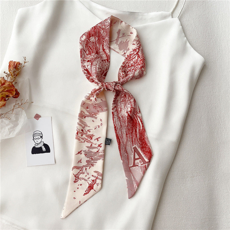 Women's Fashion Creative Letters Silk Scarf