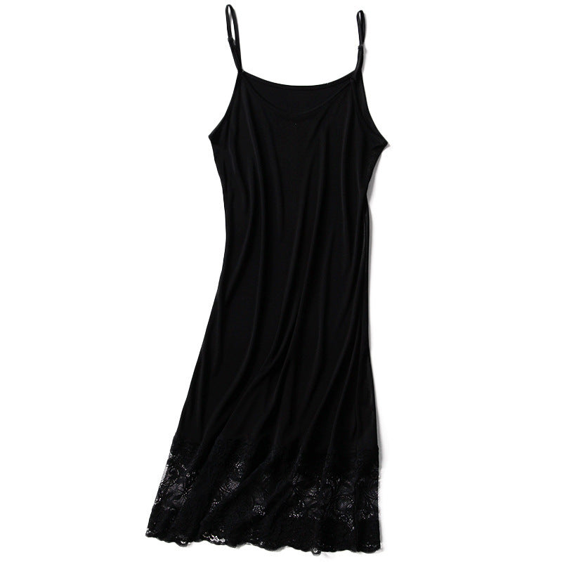 Summer Silk Slip Dress Black