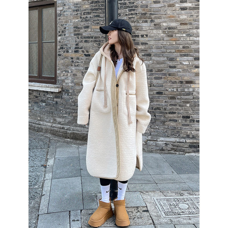 Faux Lamb Wool Coat Loose Casual Mid-length Cotton-padded Jacket