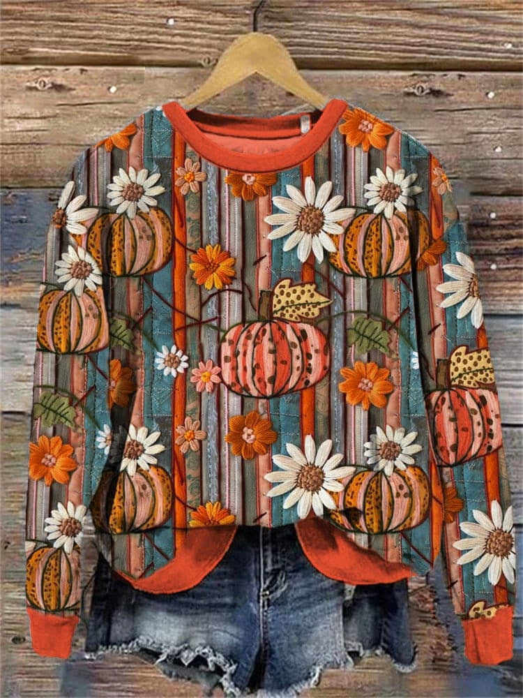 PumpkinCharm Digital Print Sweater
