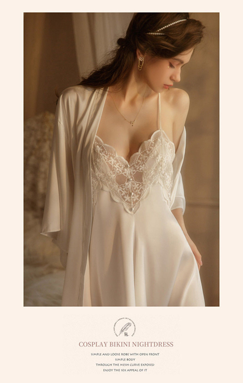 Women's Silk Nightdress With Short Suspenders