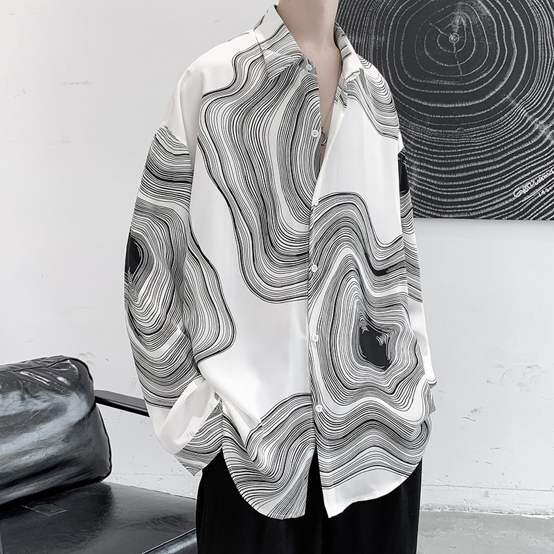 Men's Shirts Youth Tide Brand Fashion Loose Large Size Ice Silk