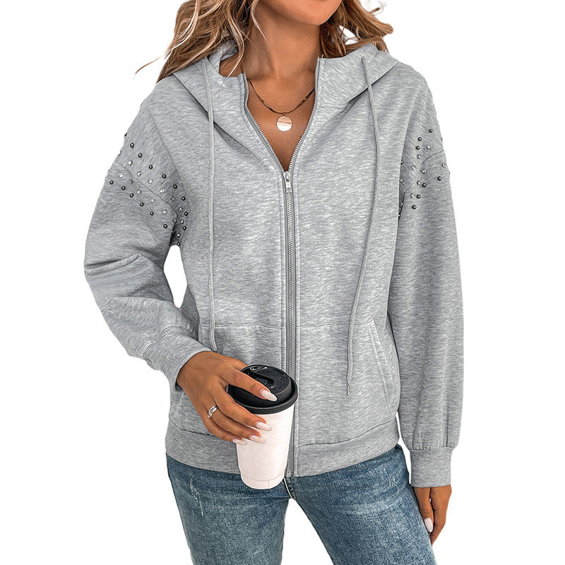 EdgeGlam Rivet Hooded Sweater