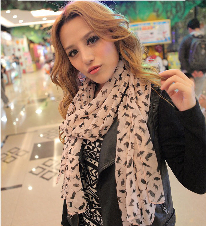 Women's Silk Chiffon Kitty Long Scarf