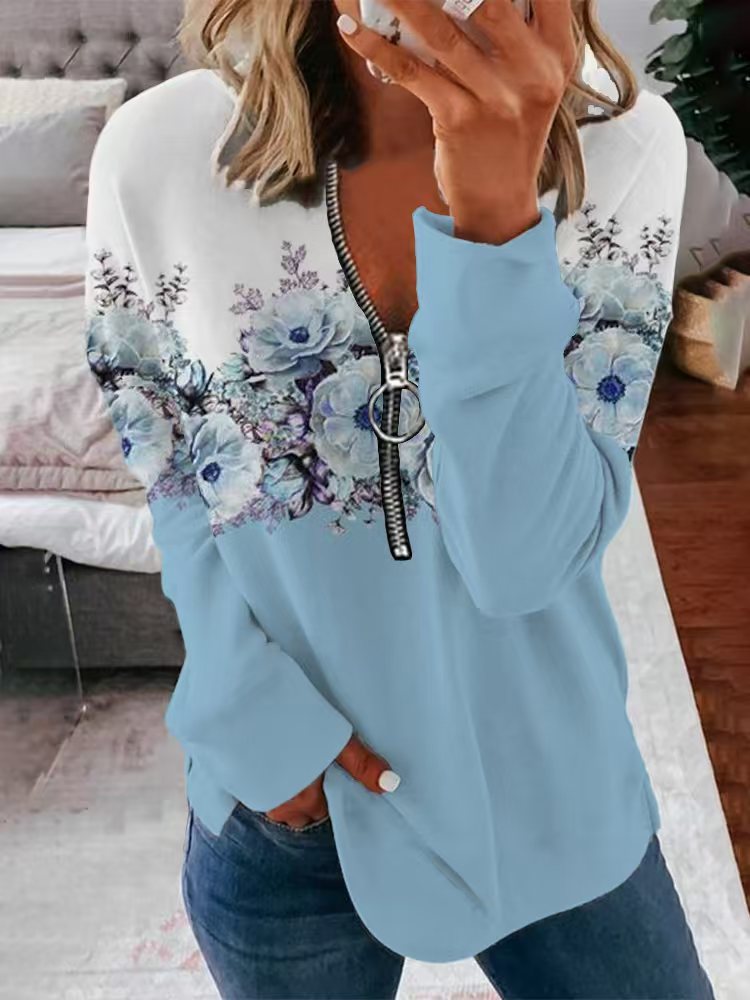 BloomEase Zippered Pullover Sweater