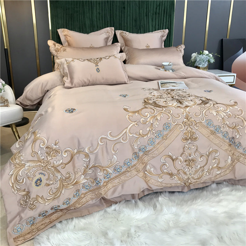 High End Embroidery And Washed Silk Net Red Bedding