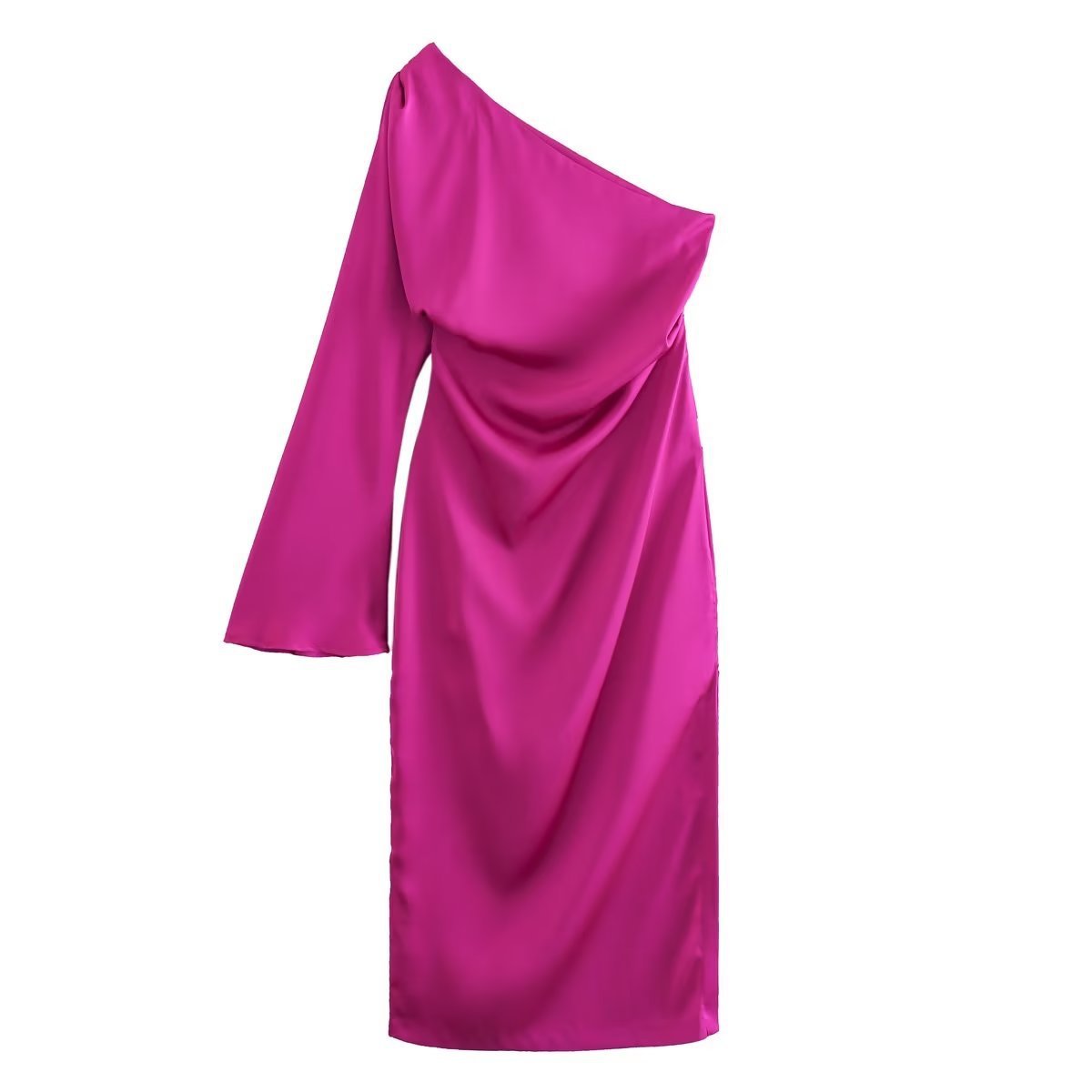 Asymmetric Silk Satin Split Dress