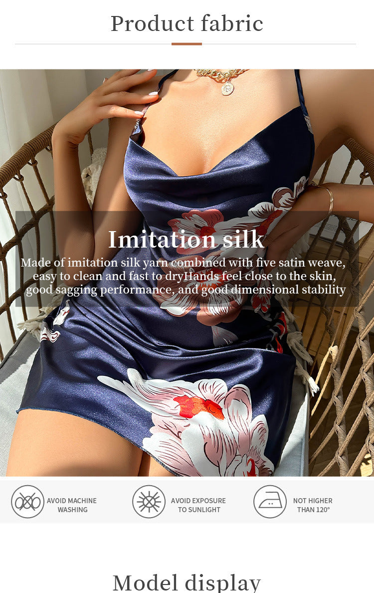 Ice Silk Temptation Backless Strap Nightdress