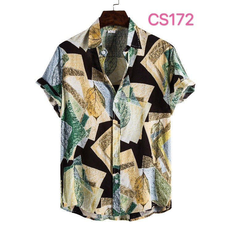 Style Silk Cotton Short-sleeved Lapel Shirt