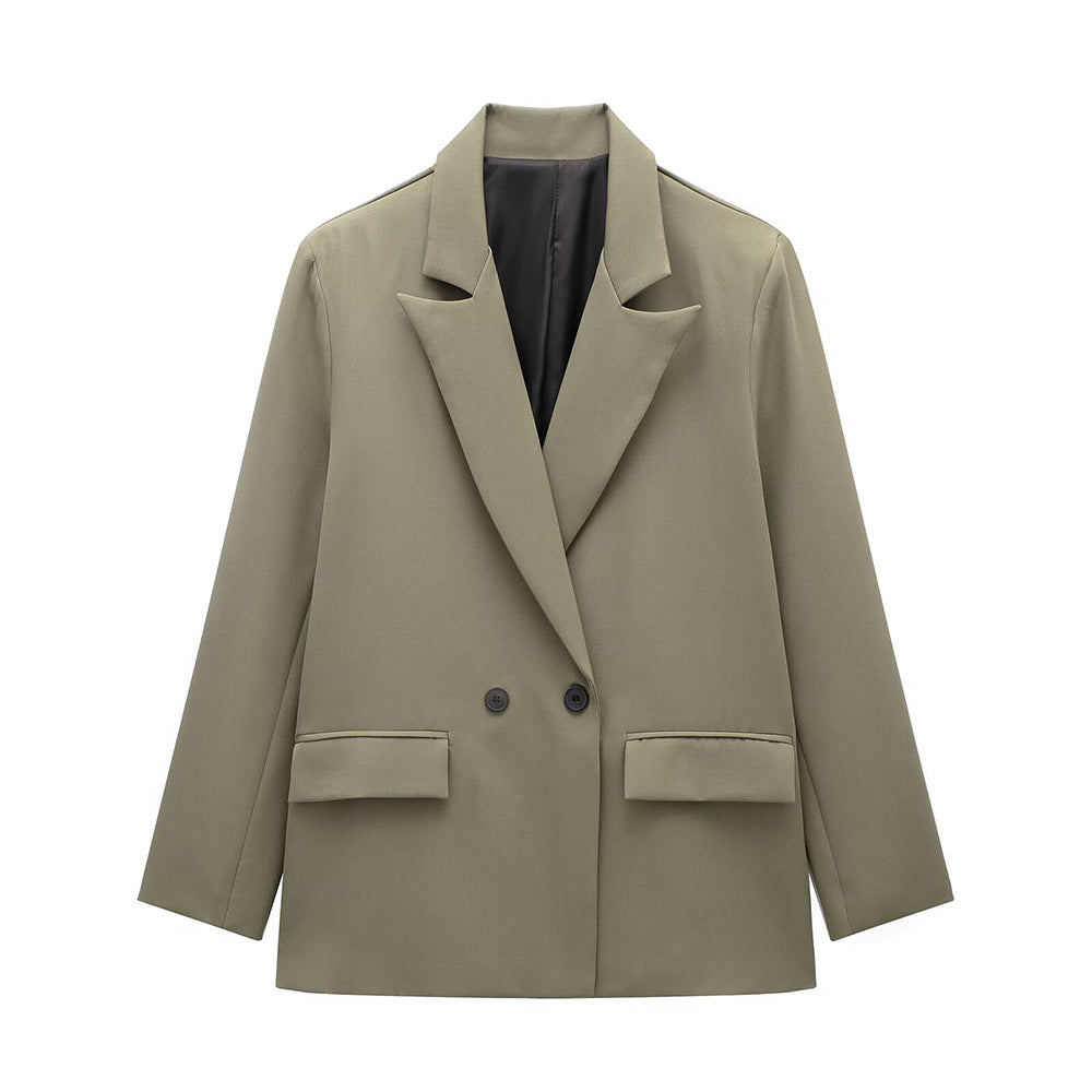 VividEase Double-Breasted Commuter Jacket