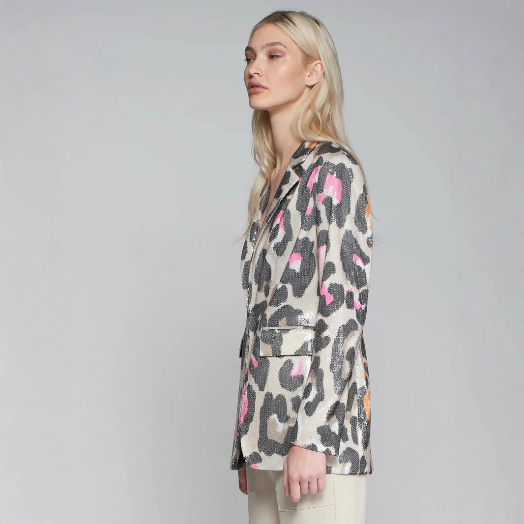 PrintElegance Slim V-Neck Jacket