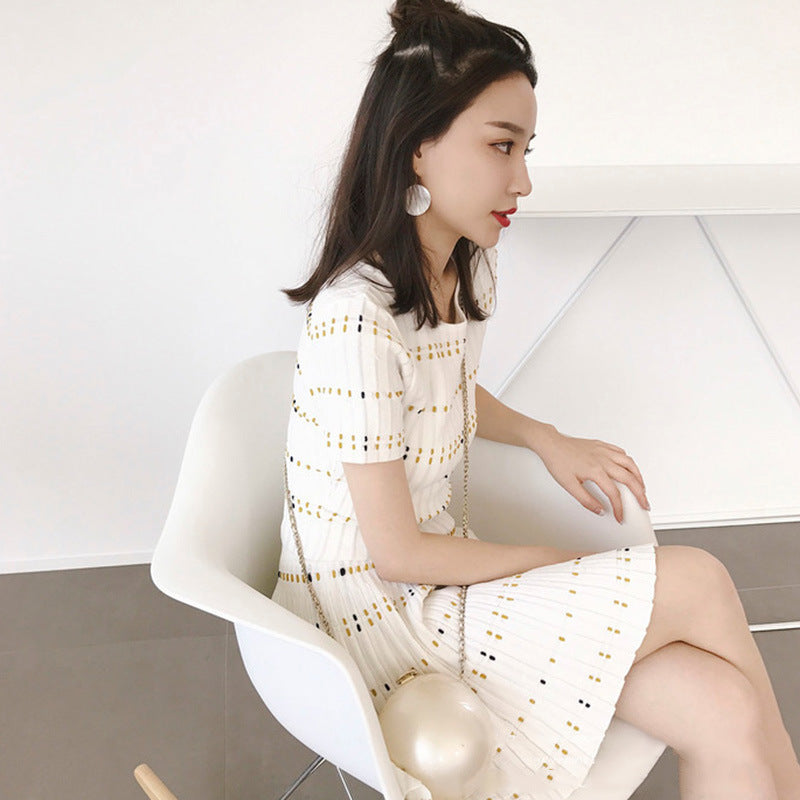 Short High Waist Ice Silk Knitted Dress Suit