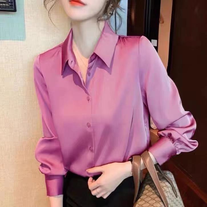 Satin Real Silk Shirt Elegant High-end