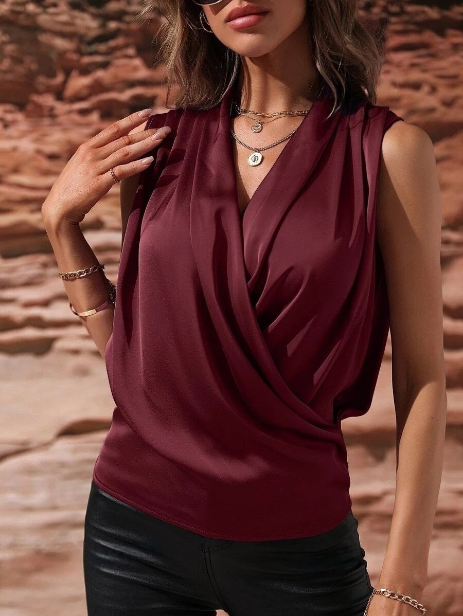 Aurelia Satin Pleat Top