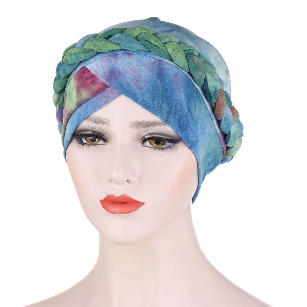 Women's Fashion Tie Dye Brushed Milk Silk Bandana Hat