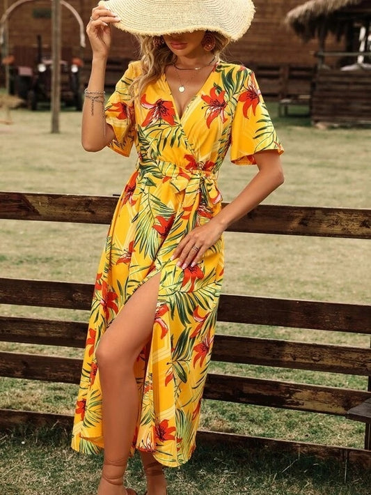 Solara Bloom V-Neck Maxi Dress