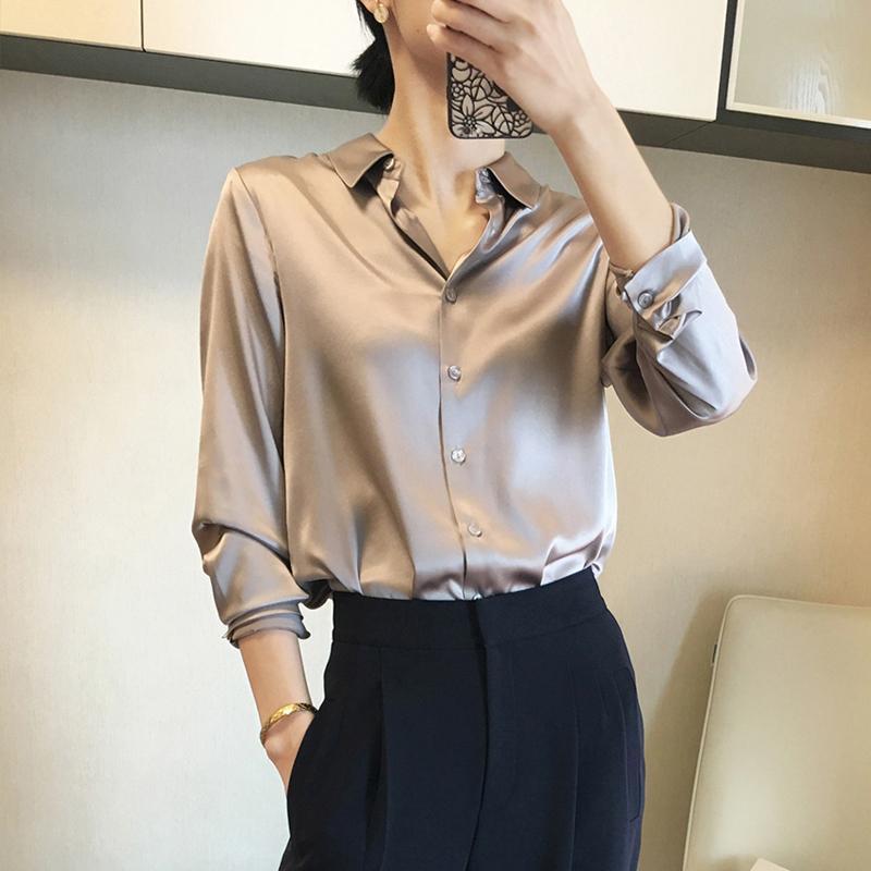Satin Real Silk Shirt Elegant High-end
