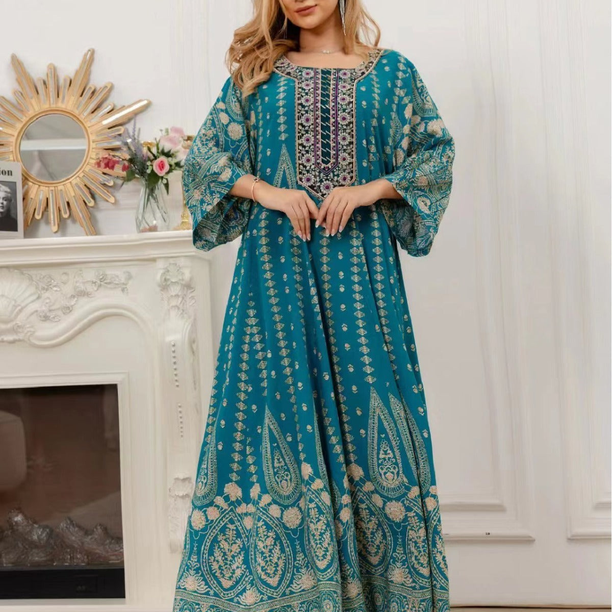 Ladies New Cotton Silk Fashion Floral Dress