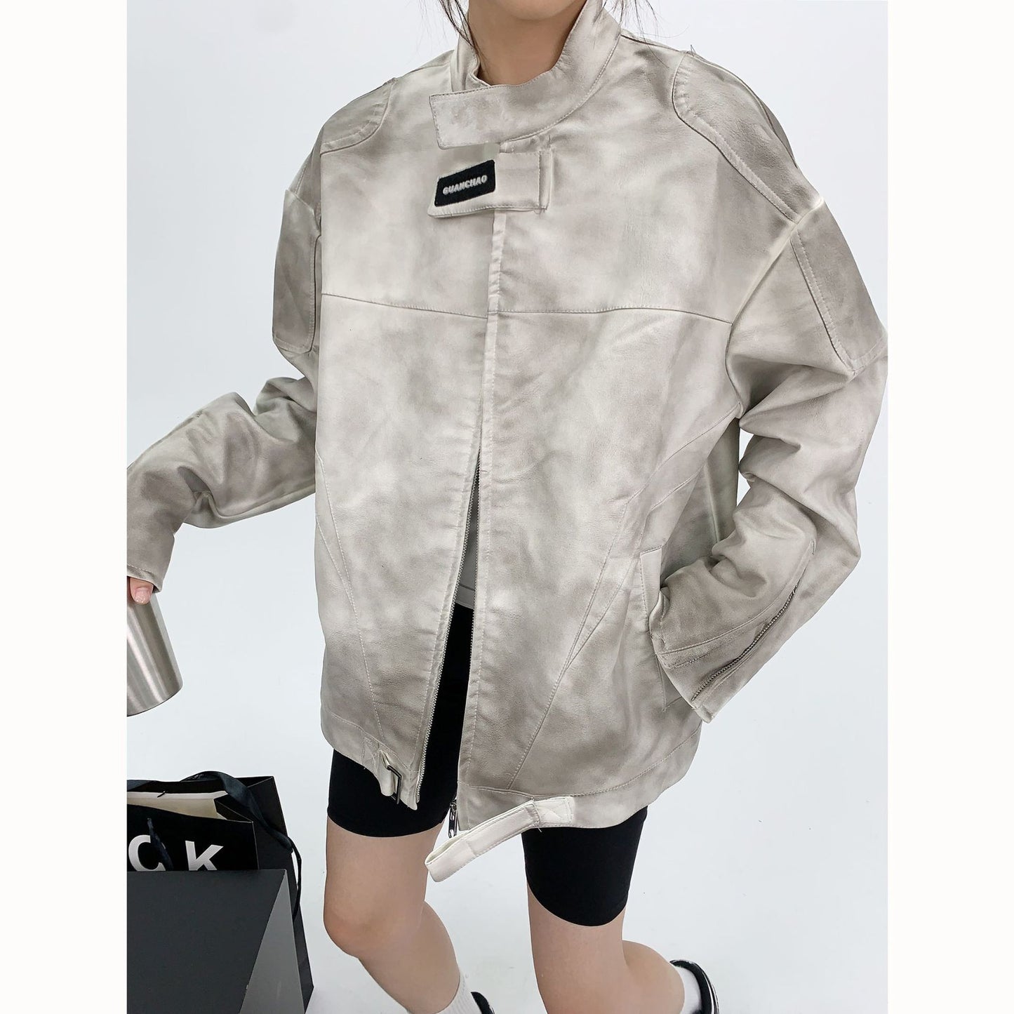 RebelEdge Distressed Leather Moto Coat