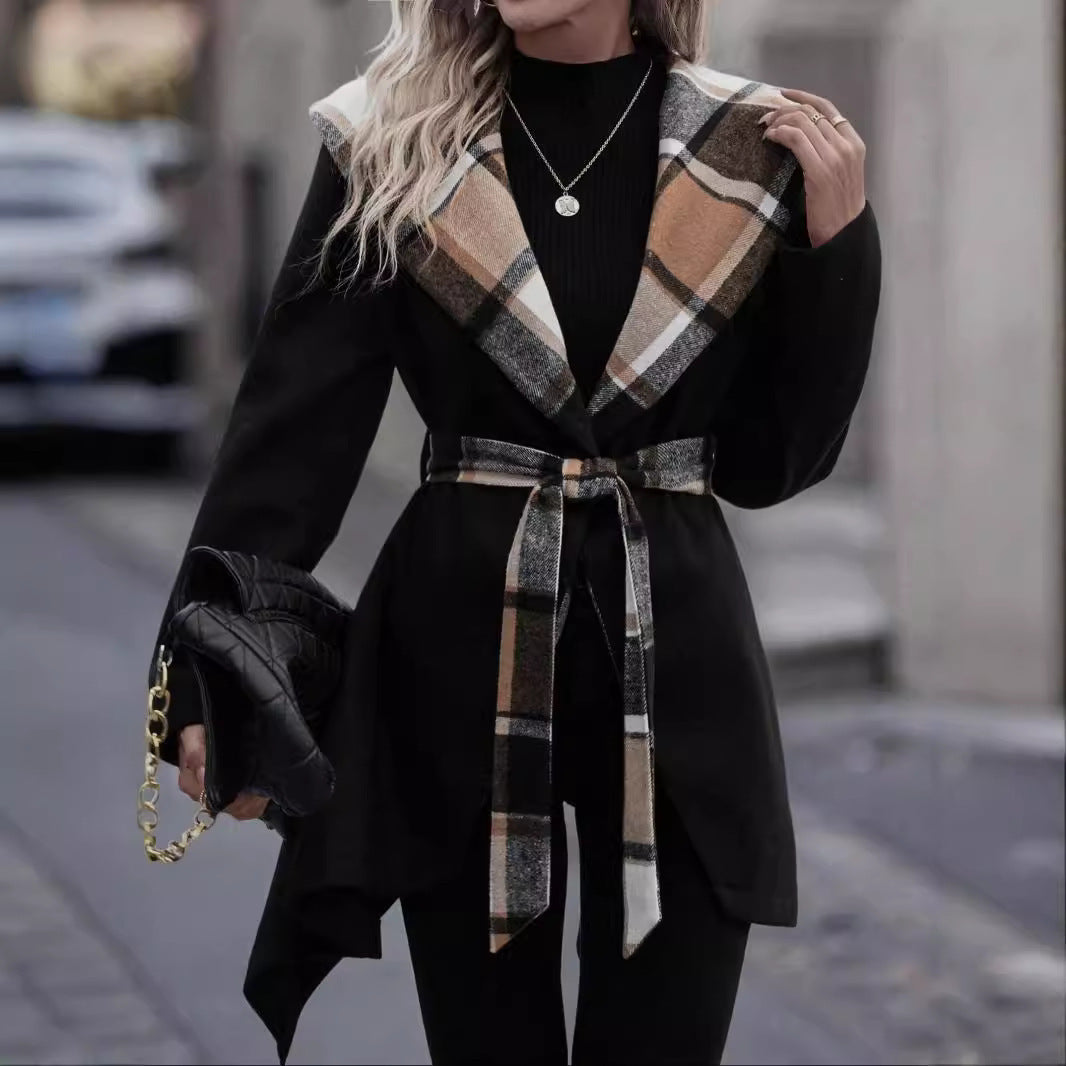 PlaidAura Lace-Up Trench