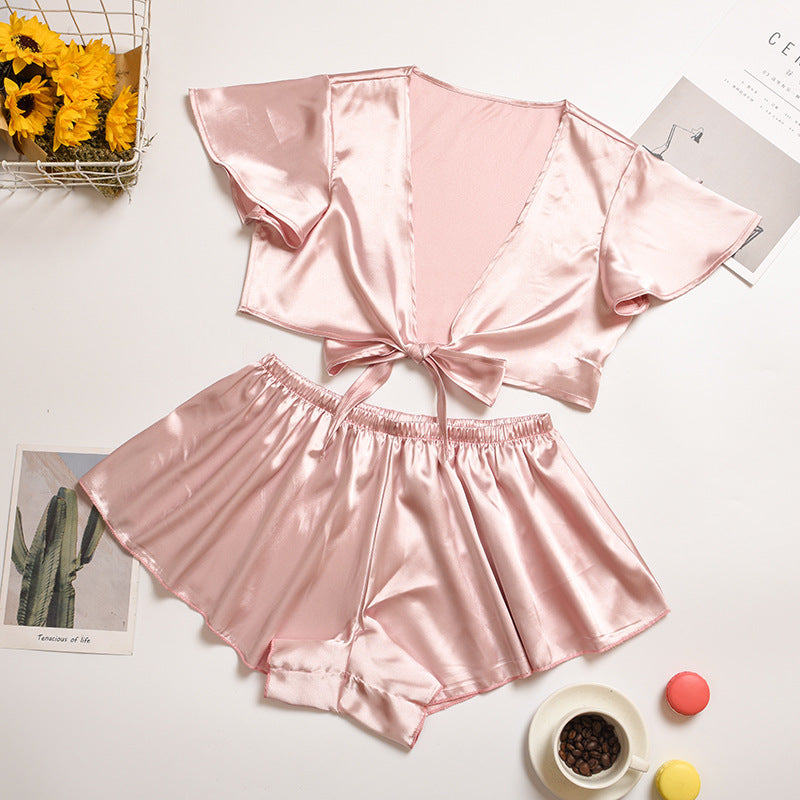 Hot Selling Sexy V-neck Silk Suspender Pajamas