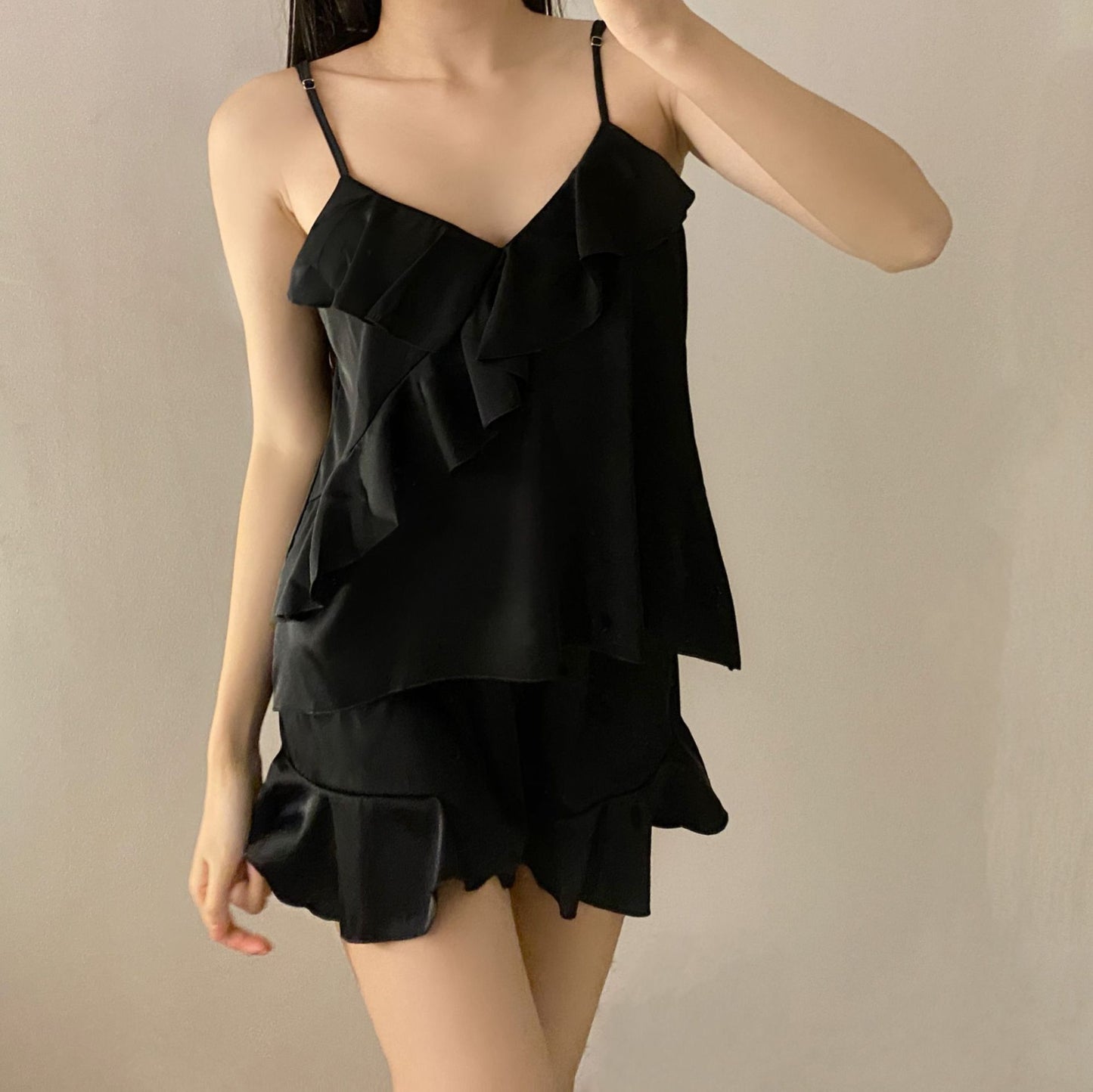 Ice Silk Women's Suspender Shorts Pajamas