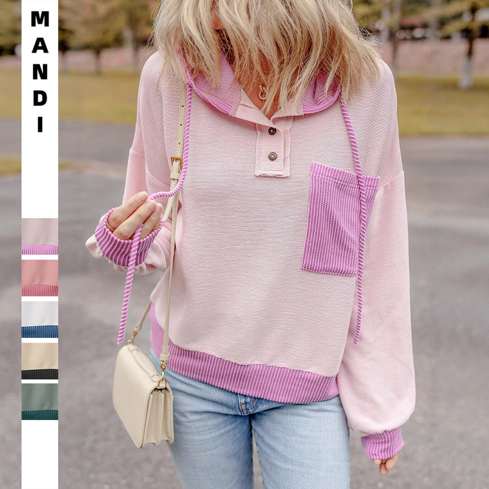 TwistAura Contrast Hooded Sweater