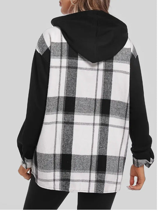 PlaidEase Hooded Button Coat