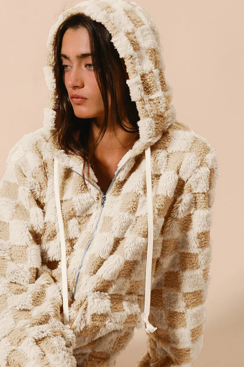 CozyPlaid Zip Hoodie