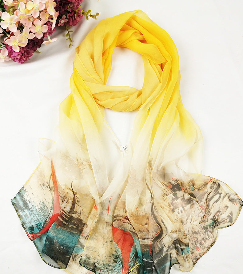 Summer Women's Sunscreen Long Silk Scarf